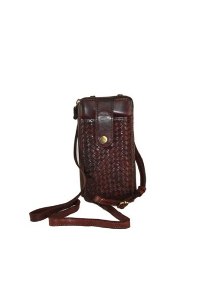 Stilvolle Leder Clutch Unterarmtasche mit Schulterriemen - 2 Fächer - Dunkelbraun