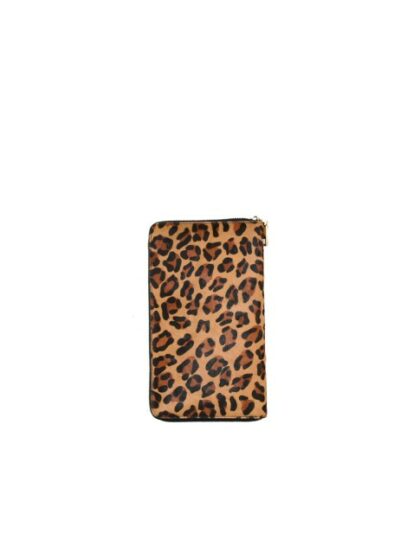 Exklusive Leder-Geldbörsen mit vielen Fächern - Braun Leopard