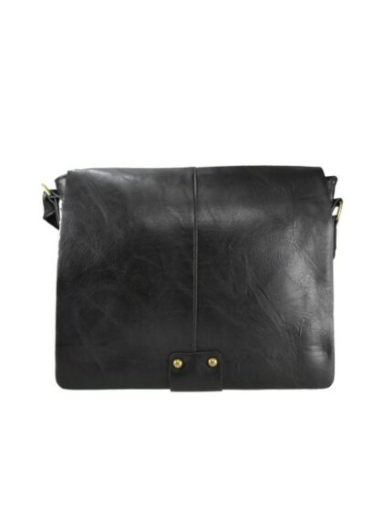 Stylische schwarze Unisex Kuriertasche aus Kunstleder - Nachhaltige Eco-Leder Schultertasche