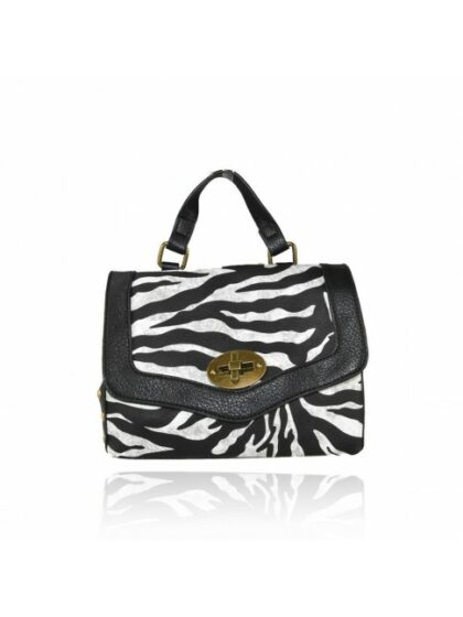 Fantasievolle Kunstledertasche mit Tiermuster und Schulterriemen - Zebra-Print