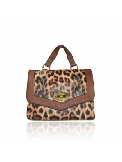 Stylische Kunstledertasche mit Schulterriemen im Animal-Print-Fantasie-Design - Leopardmuster