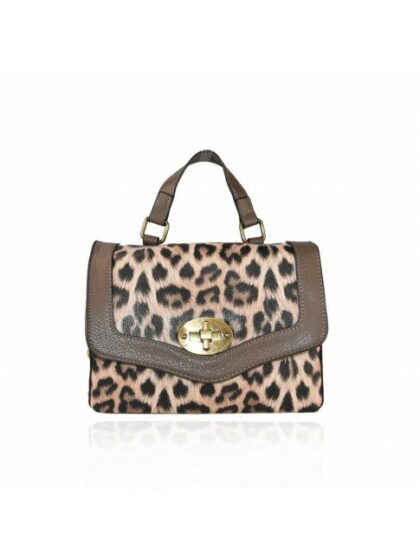 Stylische Kunstledertasche mit Leopardenmuster und Schulterriemen - Animal Print Fantasie