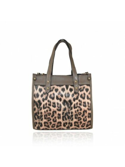 Stylische Kunstledertasche mit Leopardenmuster und Schulterriemen - Animal Print Fantasie