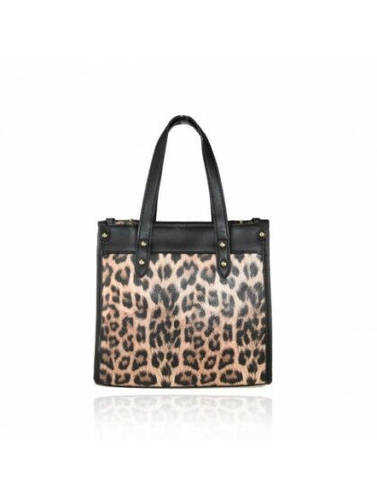 Leopard Kunstledertasche im Fantasy-Animal-Print mit Schultergurt