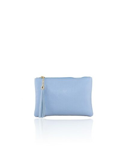 Modische Clutch Unterarmtasche aus echtem Leder mit Schultergurt - Light Blau