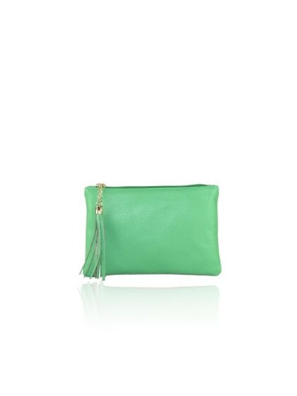 Stylische grüne Clutch Unterarmtasche aus echtem Leder mit Schultergurt