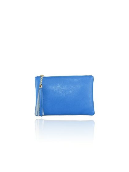 Stilvolle Clutch Unterarmtasche aus echtem Leder | Royal Blau | Mit Schulterriemen