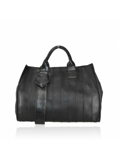 Stylische schwarze Kunstledertasche mit Schulterriemen - Perfekte Kombination aus Stil und Funktionalität