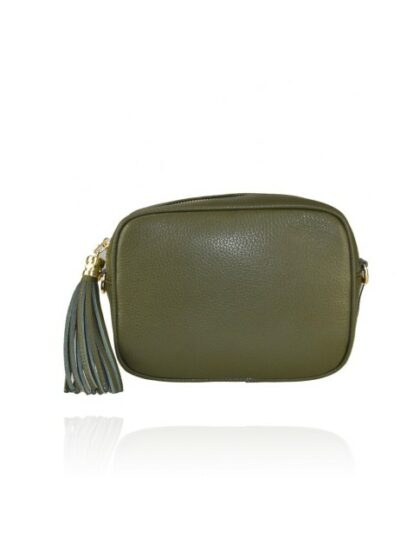 Leder Kuriertasche mit Schultergurt in Military Green - Stilvolle und praktische Messenger Bag für Damen