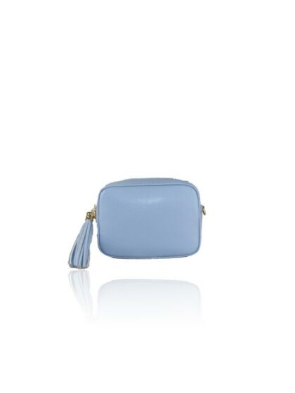 Stylische Kuriertasche aus echtem Leder in Light Blau mit Schulterriemen