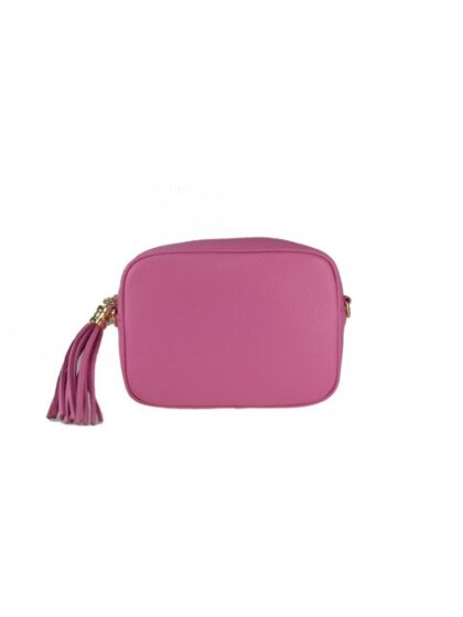 Stylische Leder Kuriertasche mit Schultergurt in Fluo Fuchsia