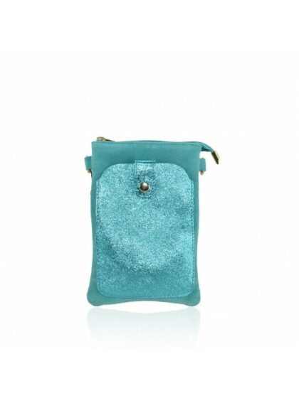 Stylische Kuriertasche aus Leder mit Schulterriemen in Light Blau