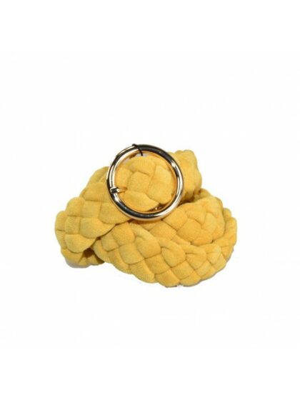 Gelber Damen-PU-Gürtel aus gewebtem Material - Trendiges Accessoire für stilbewusste Frauen