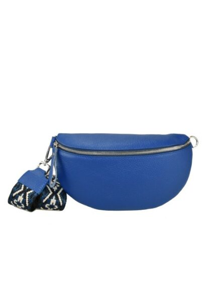 Stilvolle Kuriertasche aus echtem Leder - Royal Blau | Fantasievolles Trageriemen-Design