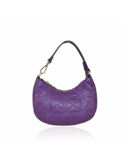 Hochwertige Handtasche aus echtem Leder mit Schultergurt - Violet