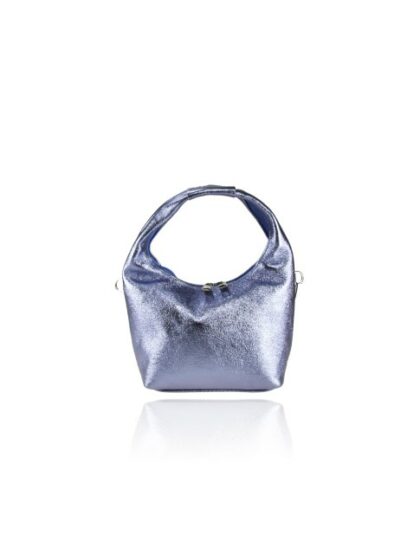 Stilvolle Leder Kuriertasche mit Schulterriemen - Metal Purple Farbe