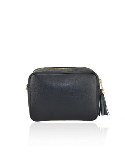 Stilvolle schwarze Leder-Kuriertasche mit Schulterriemen für den perfekten Look