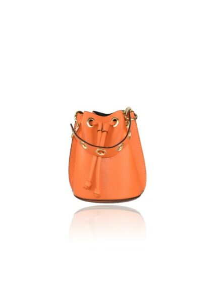 Exklusive Lederhandtasche in Orange/Koralle - Echte Lederschultertasche mit abnehmbarem Schulterriemen