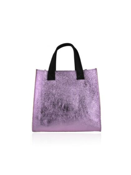 Luxuriöse violette Lederhandtasche mit Schultergurt - Elegante Echtes Leder Handtasche