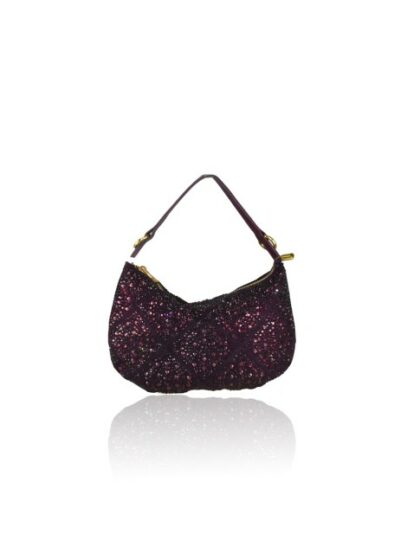 Modische Kunstleder Clutch Unterarmtasche mit Strass und Schulterkette - Violet