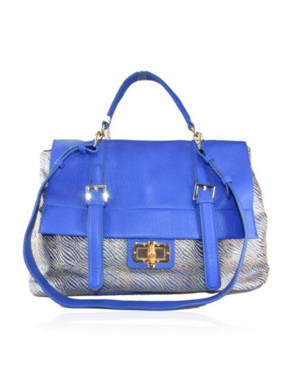 Stylische PU- und Textil-Handtasche mit Schultergurt in Royal Blau - Perfektes Accessoire für jeden Anlass