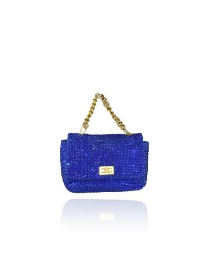 Exklusive Royal Blaue Kunstleder Clutch Unterarmtasche mit Strass-Schulterriemen