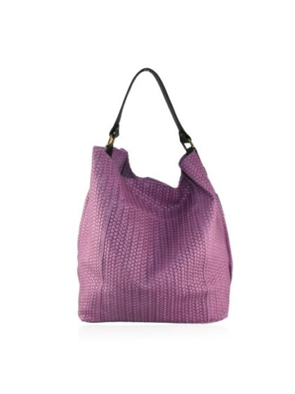 Luxuriöse Leder Umhängetasche in Violet - Hochwertige Damen Schultertasche