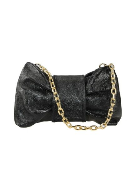 Hochwertige schwarze Leder Clutch Unterarmtasche mit Schulterriemen - Elegante Handtasche aus echtem Leder