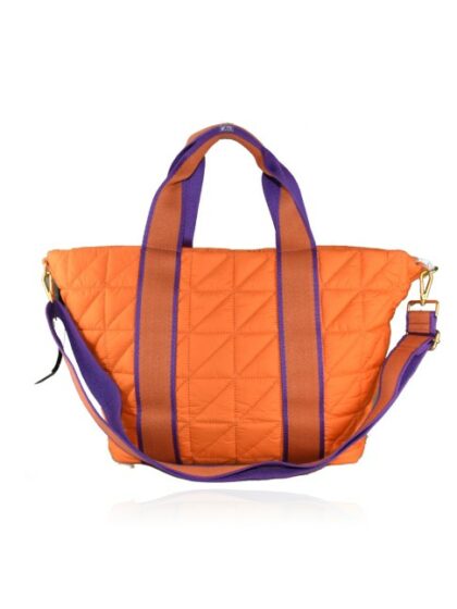 Modische Stoff-Handtasche in Orange/Koralle - Textile Schultertasche