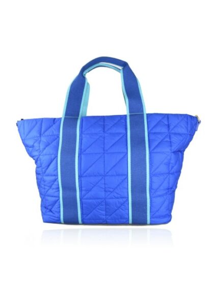 Stylische Stoff-Handtasche in Royal Blau - Trendige textile Schultertasche