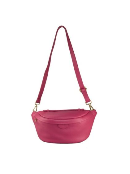 Stylische Leder Kuriertasche in Fuchsia - Hochwertige Messenger Bag aus echtem Leder