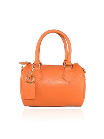 Modische Lederhandtasche mit Schulterriemen in Orange/Koralle