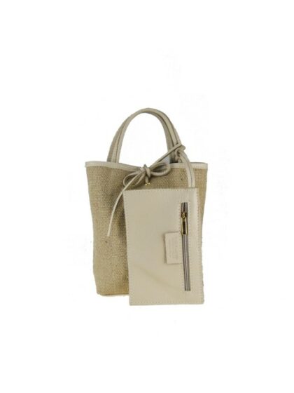 Moderne Lederhandtasche mit Schultergurt in Beige - hochwertige Qualität