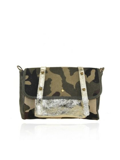 Stylische Kuriertasche aus Textil & Leder mit Schultergurt in Camouflage-Farbe