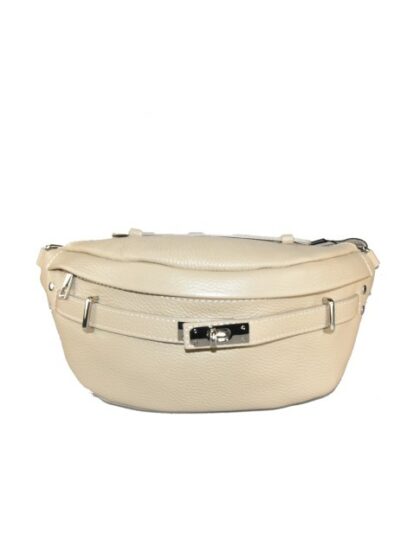 Hochwertige Leder Kuriertasche mit verstellbarem Gurt - Beige