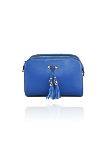 Stylische Kuriertasche aus hochwertigem Leder in Royal Blau - Mit Schulterriemen