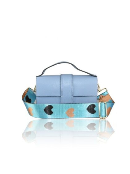 Stilvolle Leder-Kuriertasche mit Schultergurt in Light Blau