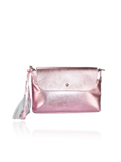 Stylische Leder Kuriertasche in Metal Pink mit Schultergurt - Perfekte Ergänzung für jeden Look!