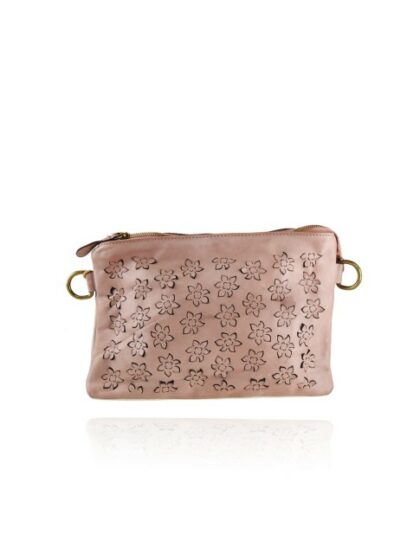 Vintage Clutch Unterarmtasche aus Leder in Powder - Washed Leather Pochette mit Vintage-Effekt