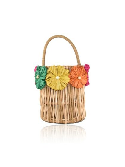 Multicolor Stoffhandtasche mit Schultergurt aus Bambus - Trendy Accessoire für stilbewusste Damen