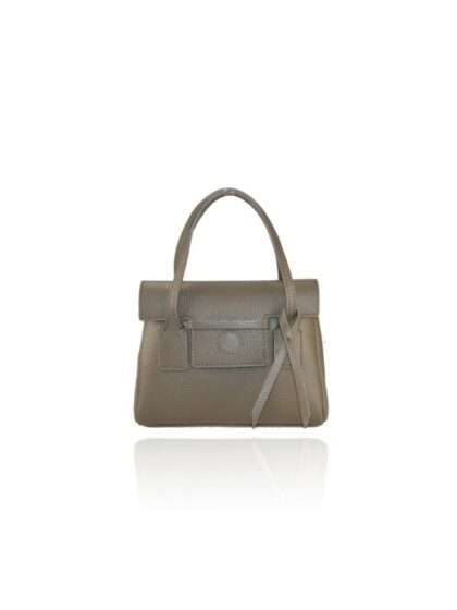 Leder Damen Handtasche mit Schulterriemen - Taupe