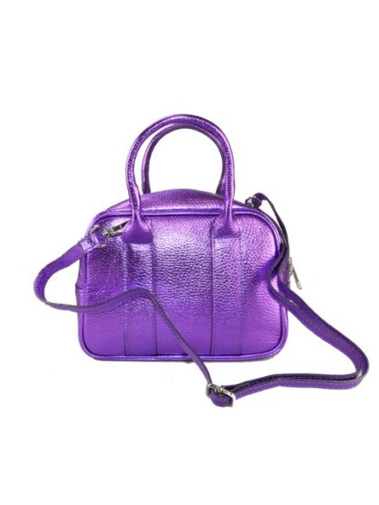 Exklusive violette Lederhandtasche mit Metallakzenten und Schulterriemen