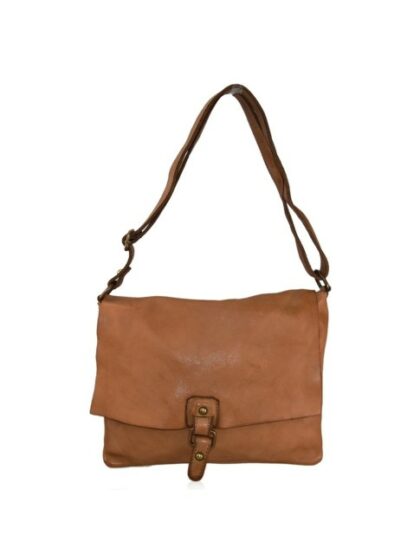 Vintage Leder Kuriertasche - Praktische washed leather Bag mit Schulterriemen in Hellbraun