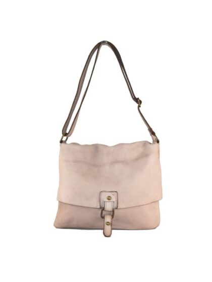 Stylische Kuriertasche aus Leder im Vintage-Stil mit Schultergurt - Powder