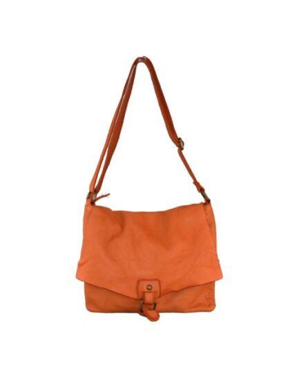 Stylische Kuriertasche aus Leder im Vintage-Stil | Orange/Koralle | Mit Schultergurt