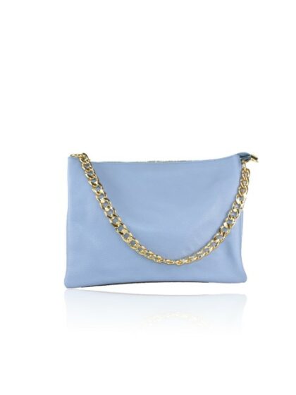 Stylische Lederhandtasche in Light Blau mit Schultergurt - 3 Fächer für perfekte Organisation