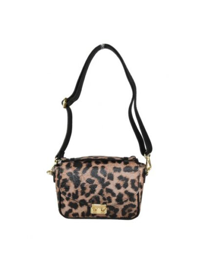 Trendige Leder Kuriertasche mit Schultergurt in Leopard Farbe - Stilvoller Begleiter für den urbanen Look!