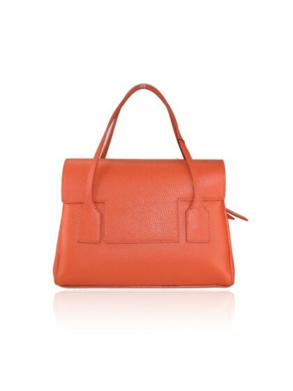 Modische Damen Lederhandtasche mit Schultergurt in Orange/Koralle - Hochwertige Qualität