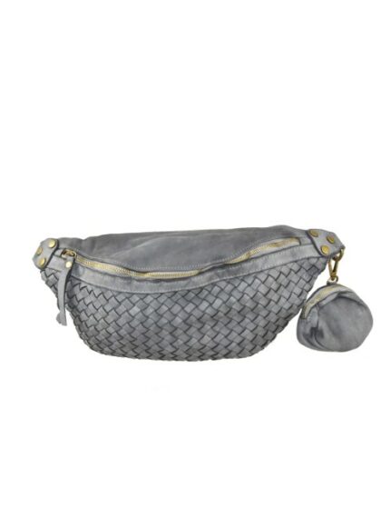 Stilvolle Kuriertasche aus echtem Leder im Vintage-Look - Grau