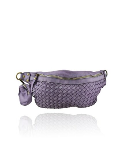 Stilvolle Leder Kuriertasche im Vintage-Look - Violett